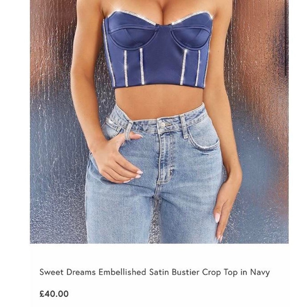 Oh Polly Womens Navy Blue Diamente Corset